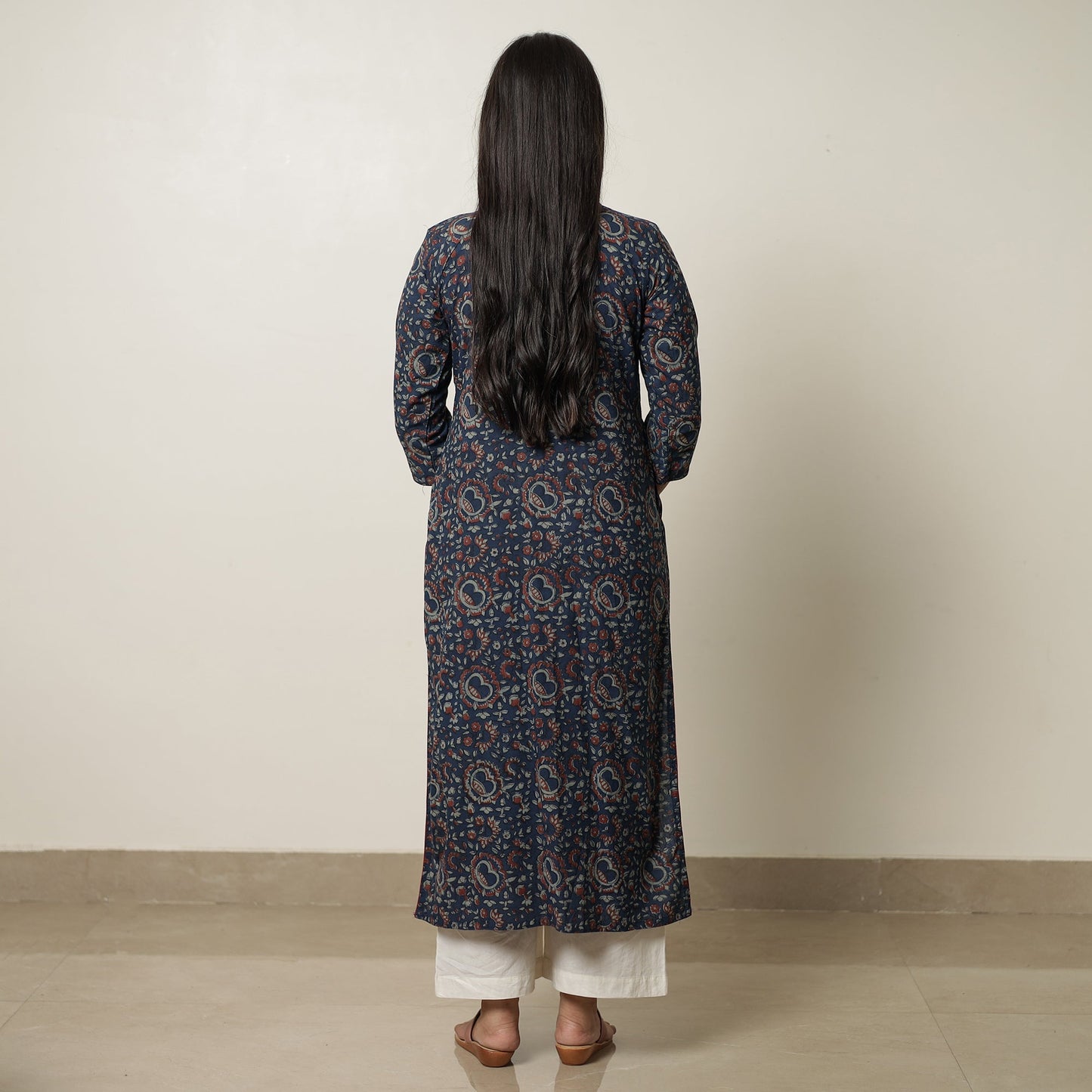 Akola Block Printed Cotton Straight Long Kurta