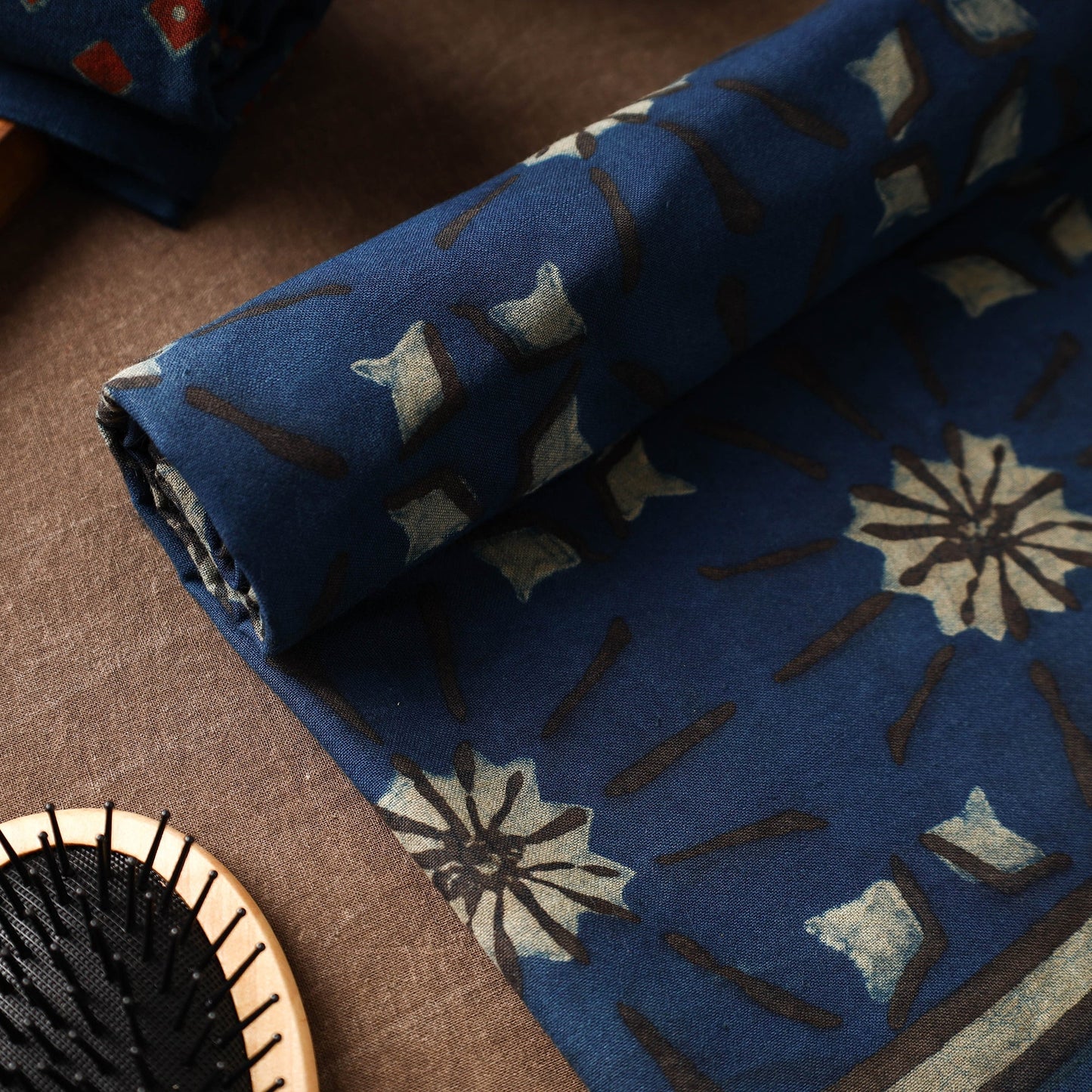 Blue Akola Block Printed Pure Handloom Cotton Towel