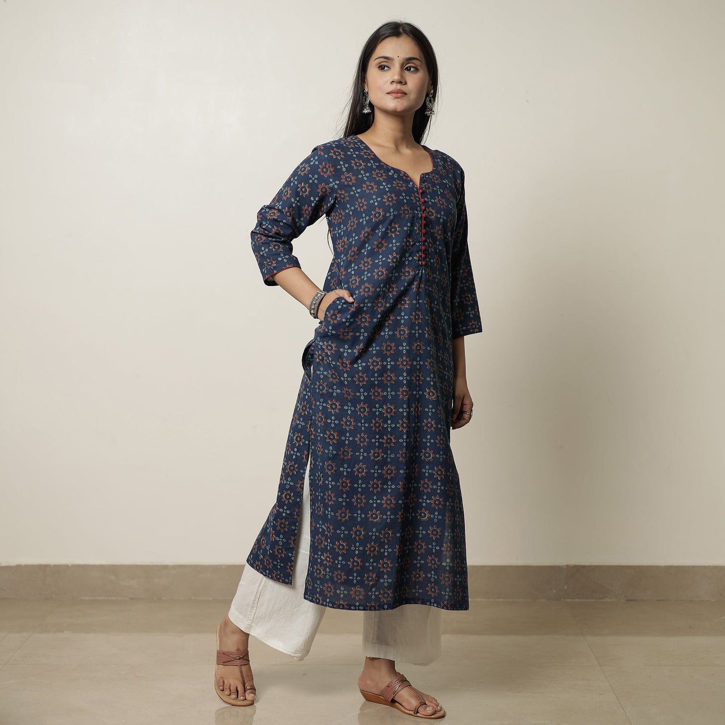 Buy Akola Hand Block Printed Cotton Straight Kurta 02 Online at iTokri.com