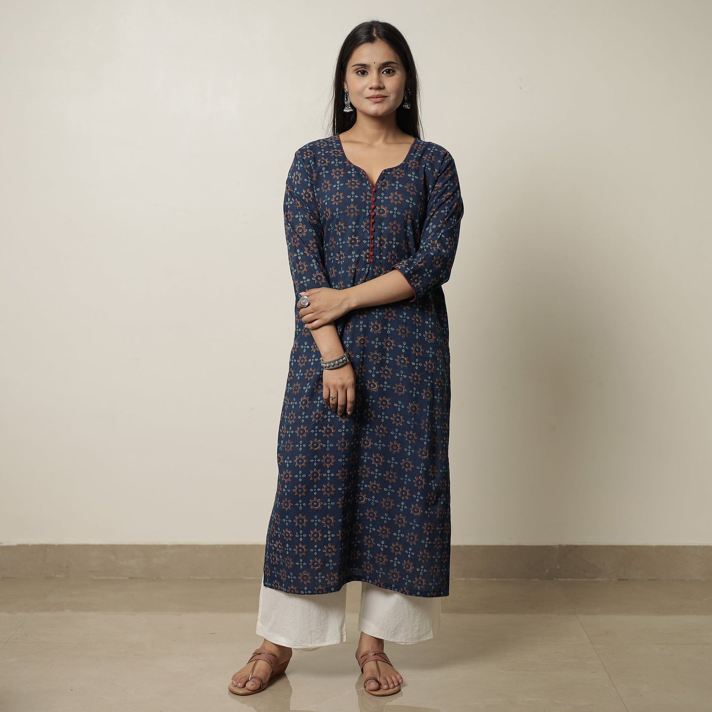 Buy Akola Hand Block Printed Cotton Straight Kurta 02 Online at iTokri.com