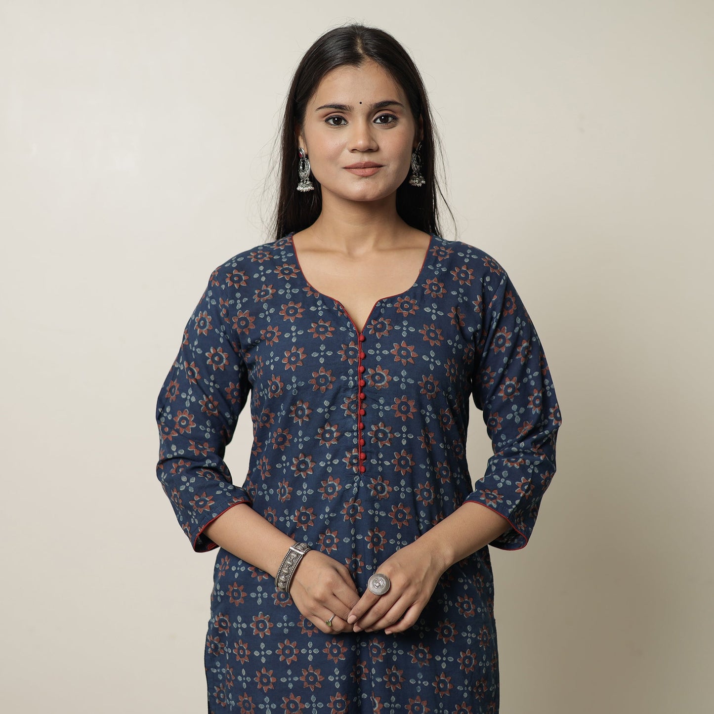 Buy Akola Hand Block Printed Cotton Straight Kurta 02 Online at iTokri.com