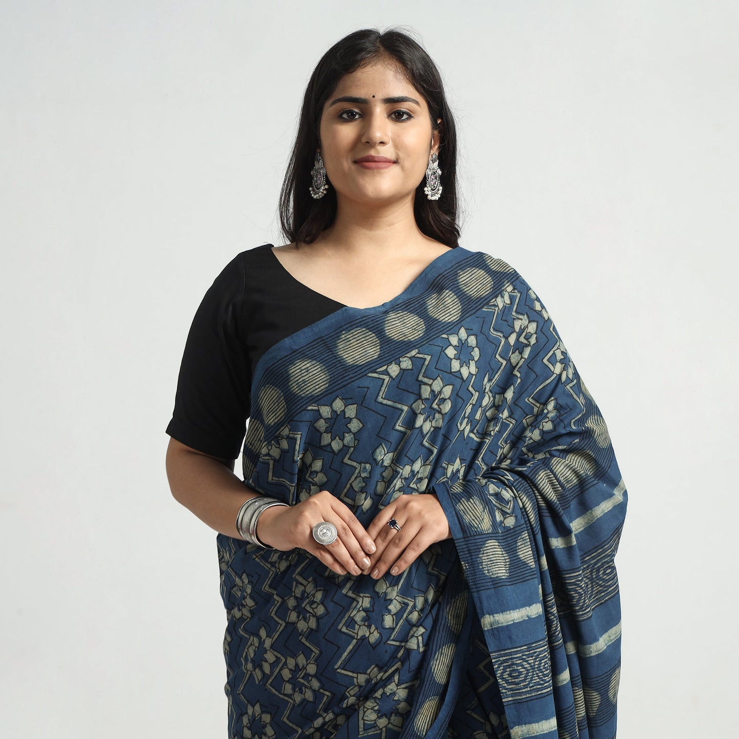 Akola Hand Block Printed Cotton Saree