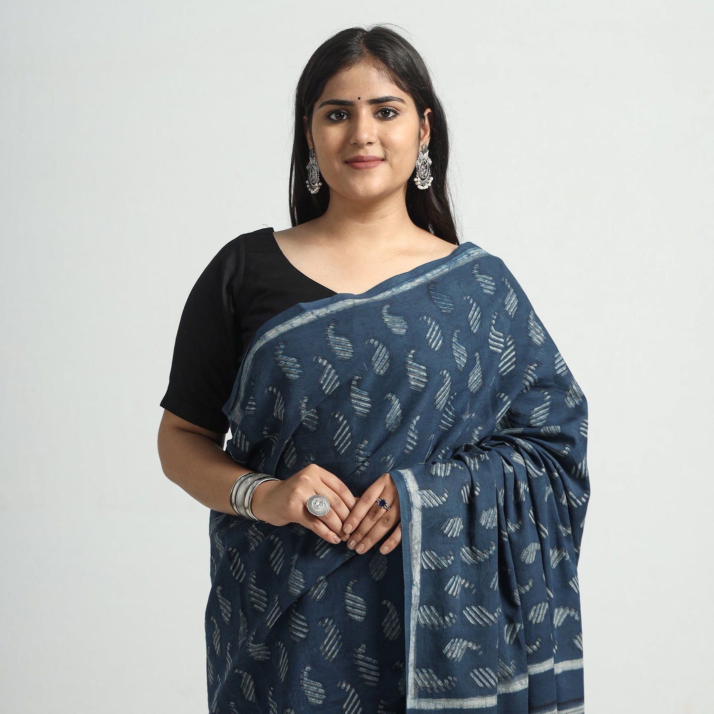 Akola Hand Block Printed Cotton Saree
