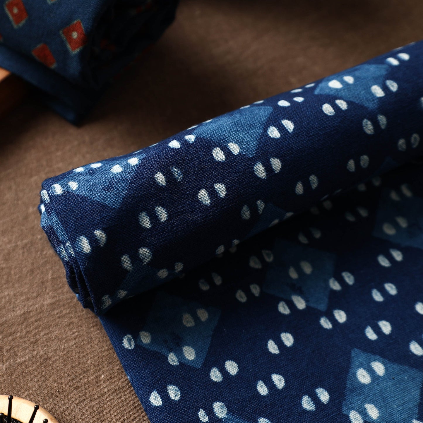 Blue Akola Block Printed Pure Handloom Cotton Towel
