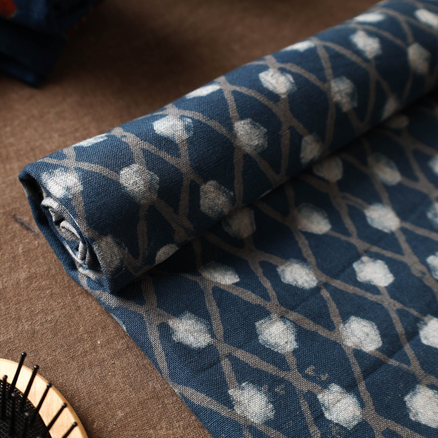 Blue Akola Block Printed Pure Handloom Cotton Towel