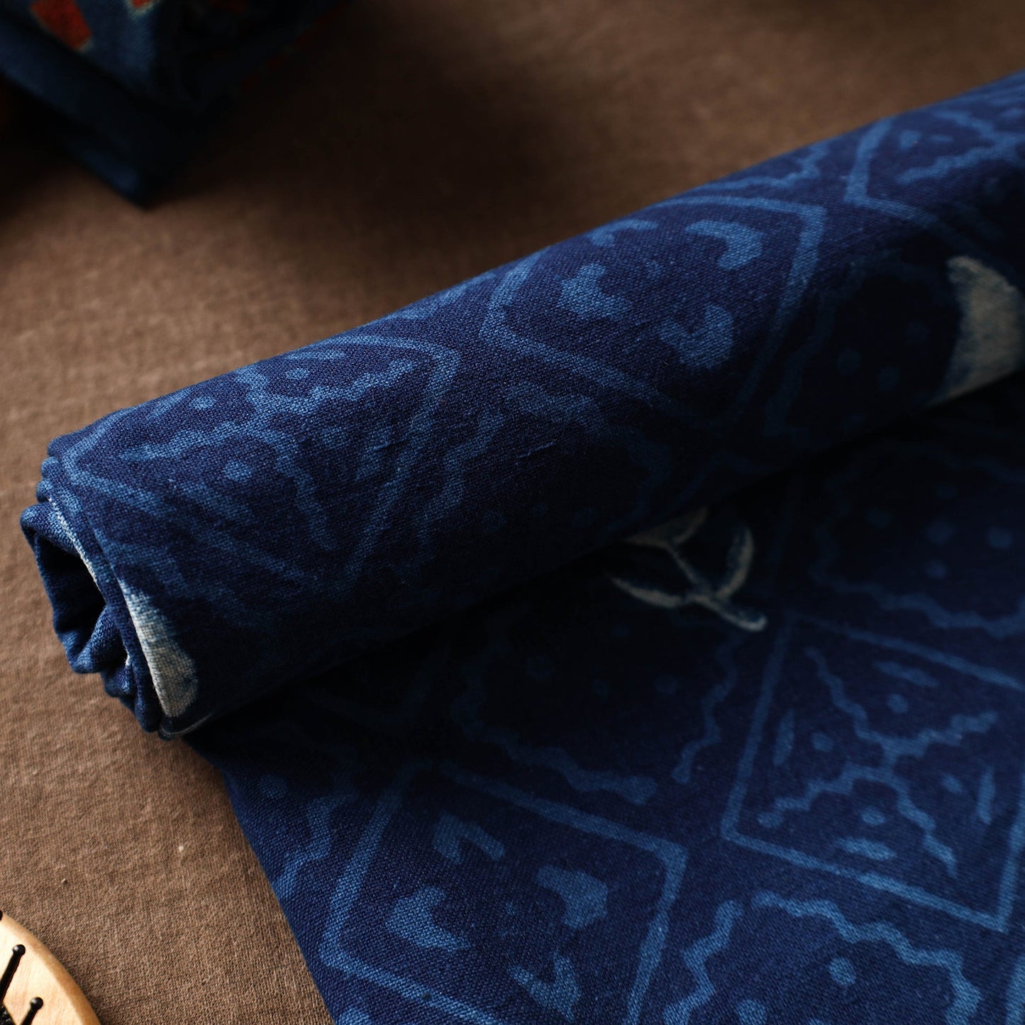 Blue Akola Block Printed Pure Handloom Cotton Towel