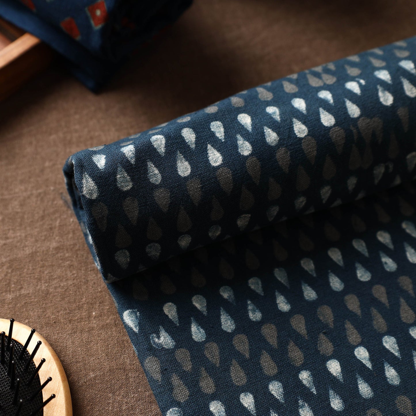 Blue Akola Block Printed Pure Handloom Cotton Towel