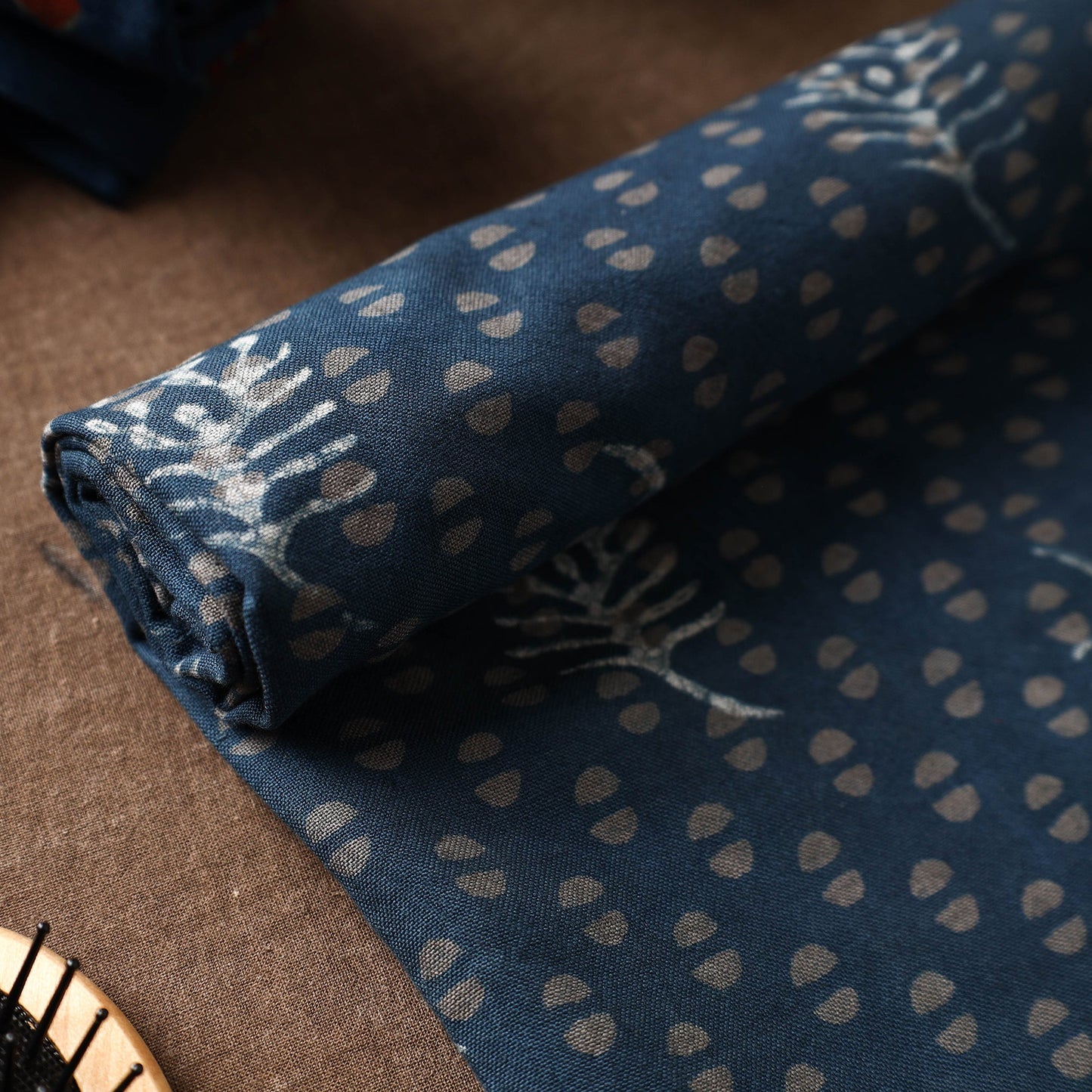 Blue Akola Block Printed Pure Handloom Cotton Towel