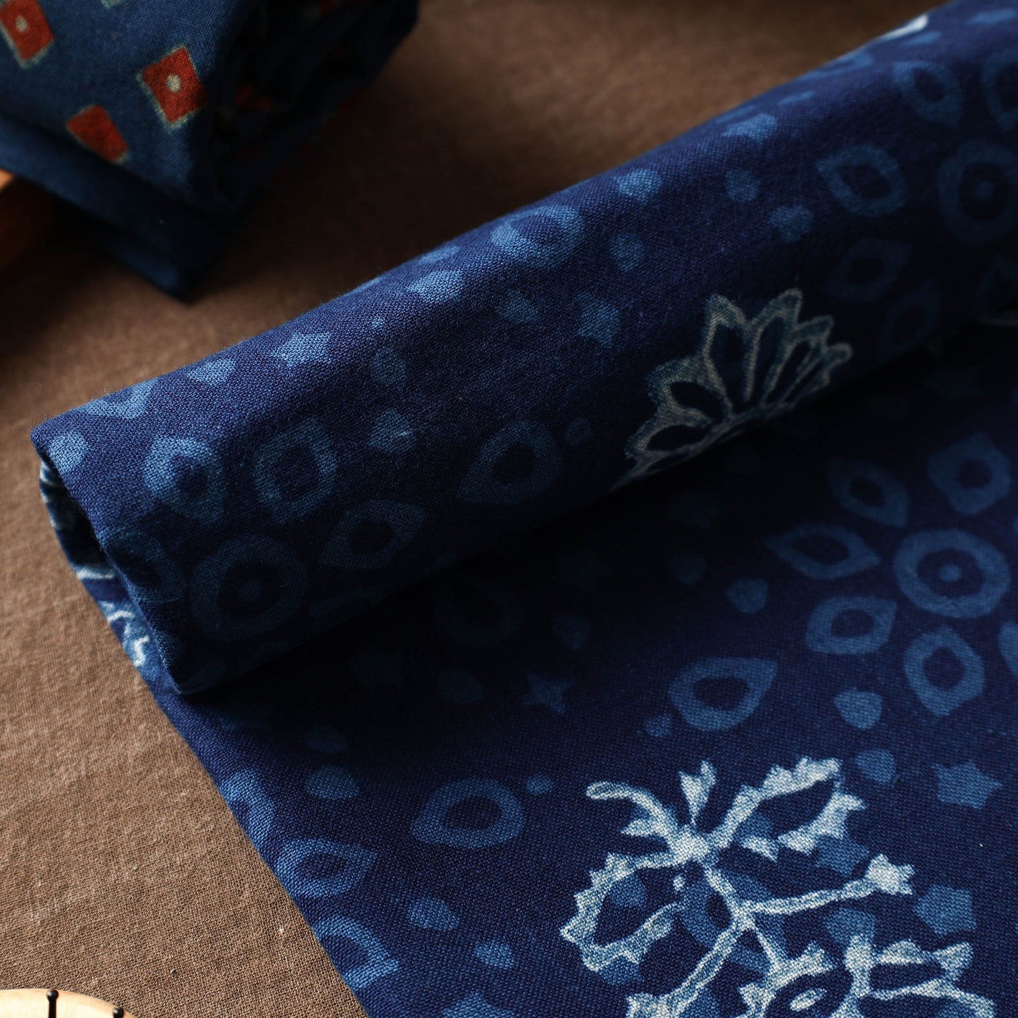 Blue Akola Block Printed Pure Handloom Cotton Towel