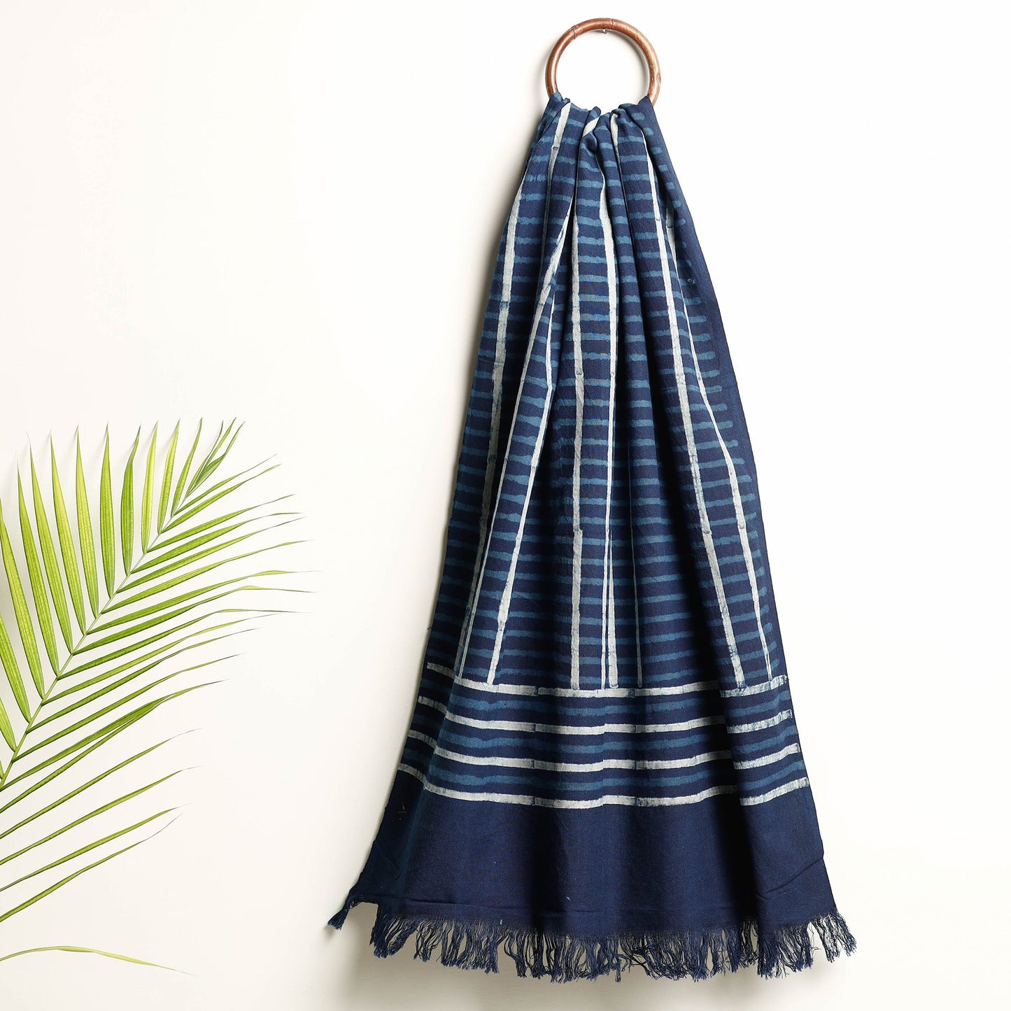 Blue Akola Block Printed Pure Handloom Cotton Towel