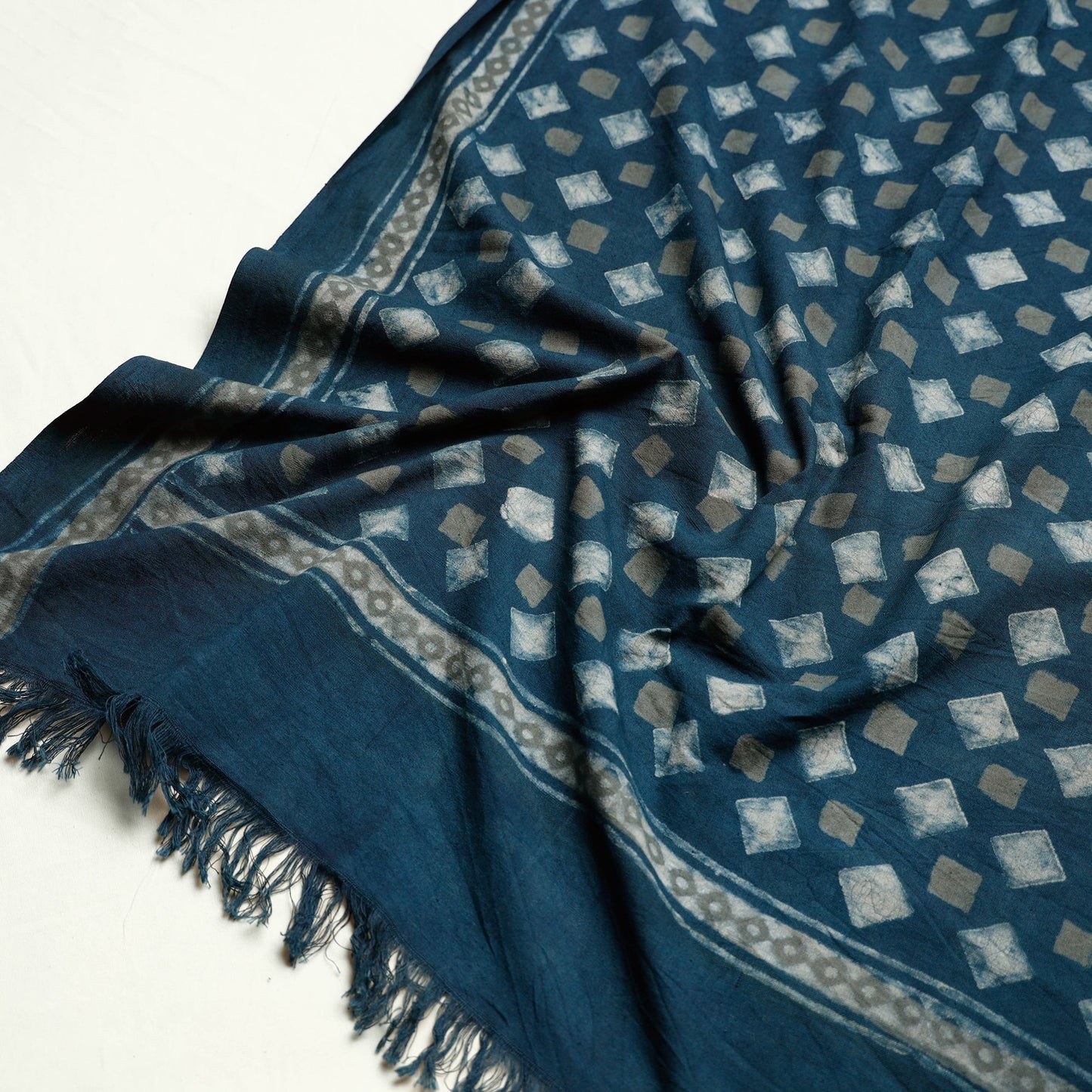 Blue Akola Block Printed Pure Handloom Cotton Towel