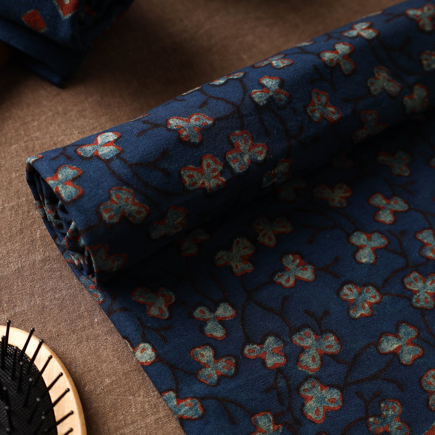 Blue Akola Block Printed Pure Handloom Cotton Towel