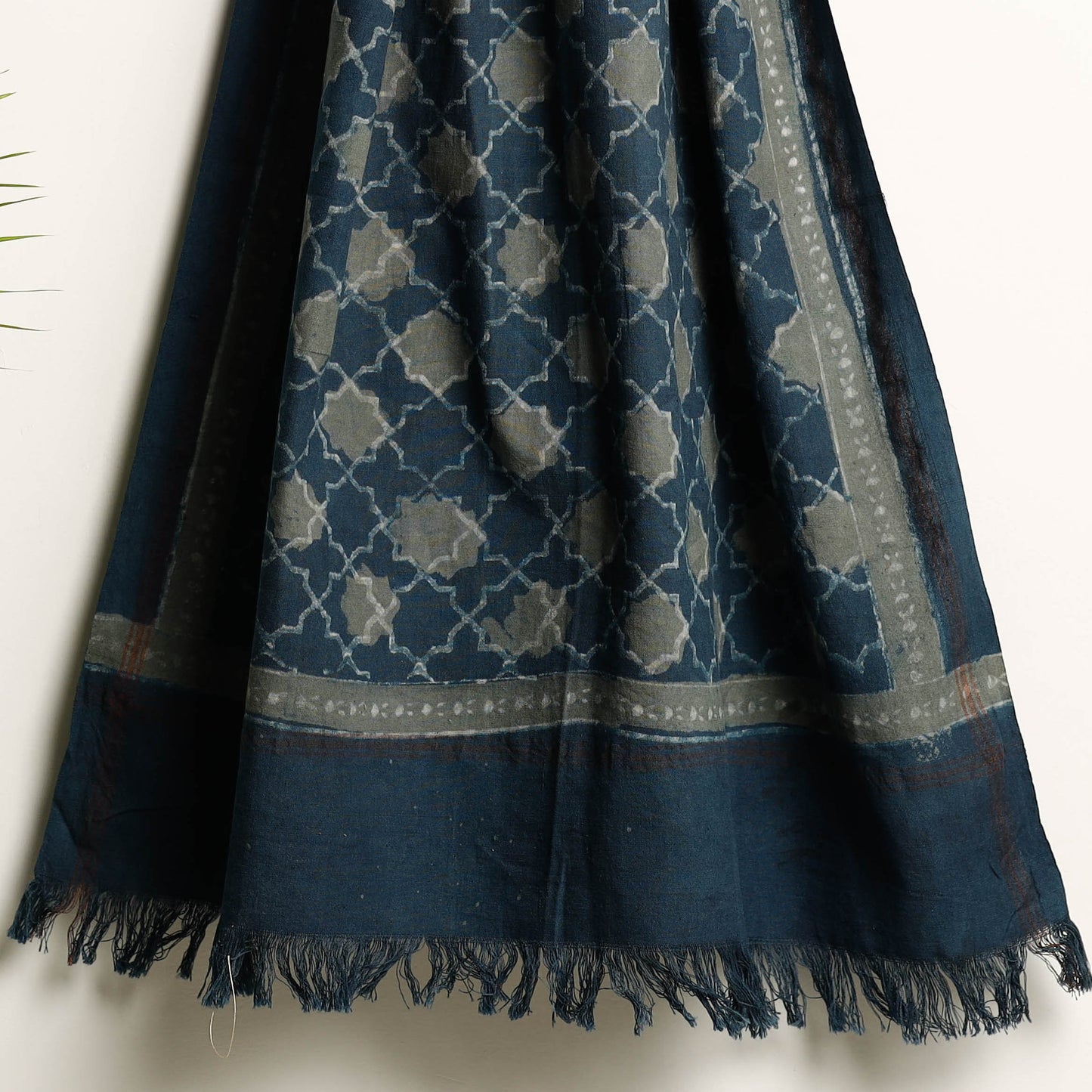 Blue Akola Block Printed Pure Handloom Cotton Towel