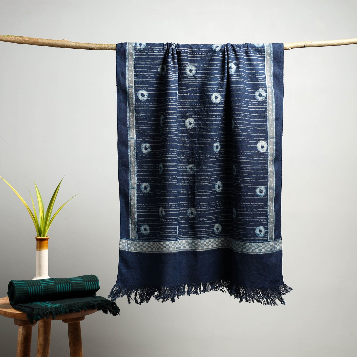 Blue Akola Block Print Pure Handloom Cotton Towel