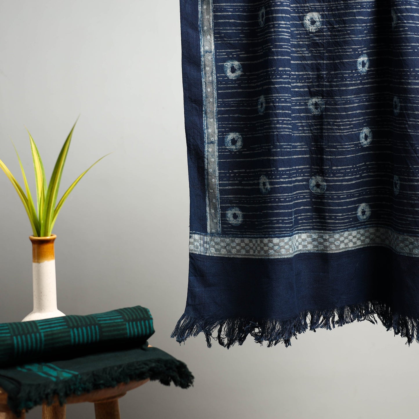 Blue Akola Block Print Pure Handloom Cotton Towel