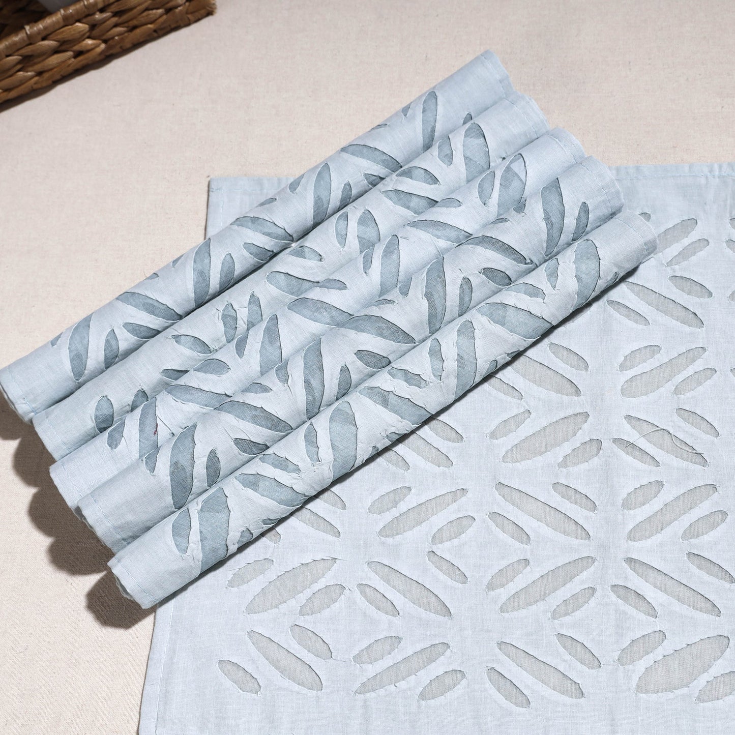 Applique Cut Work Cotton Table Mats (set of 6)
