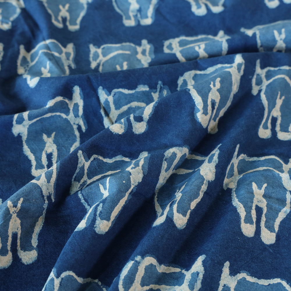 Blue - Block Art Print Cotton Double Bindaas Bed Sheet (110 x 93 in)