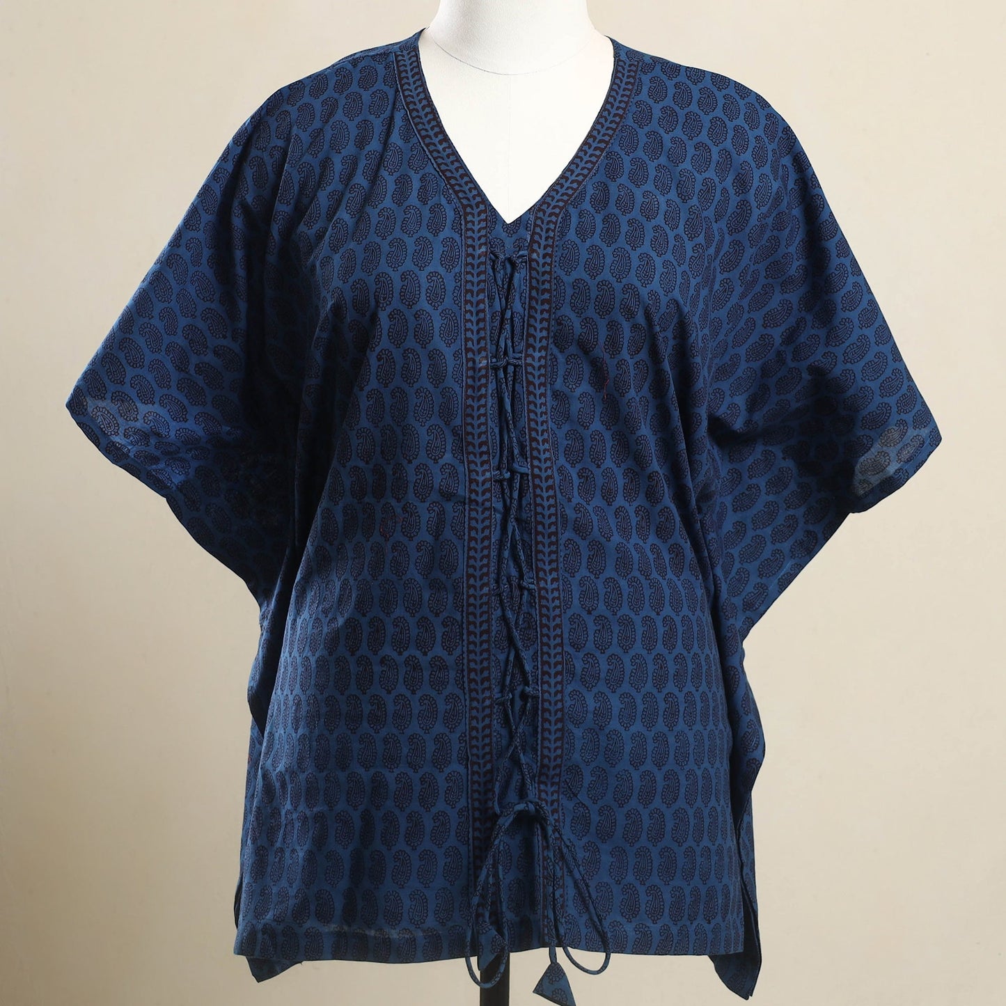 Buy Blue Bagh Block Print Cotton Kaftan