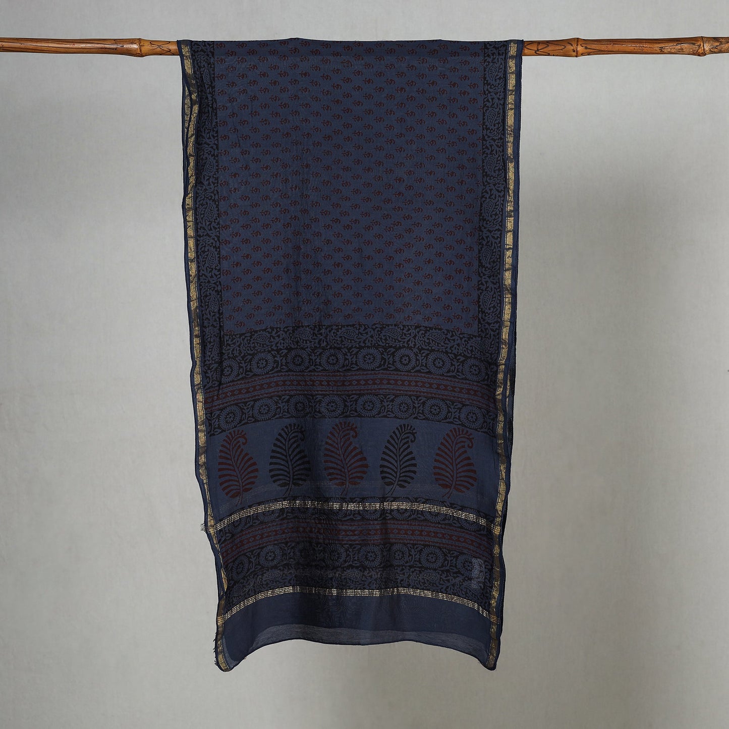 Blue Bagh Block Printed Chanderi Silk Stole