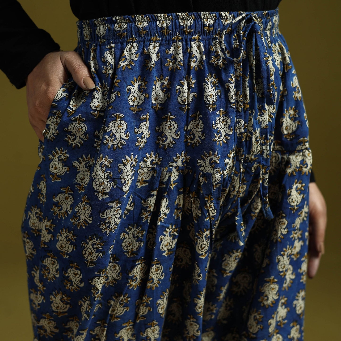 Blue - bagru natural dyed cotton salwar 01 - handcrafted