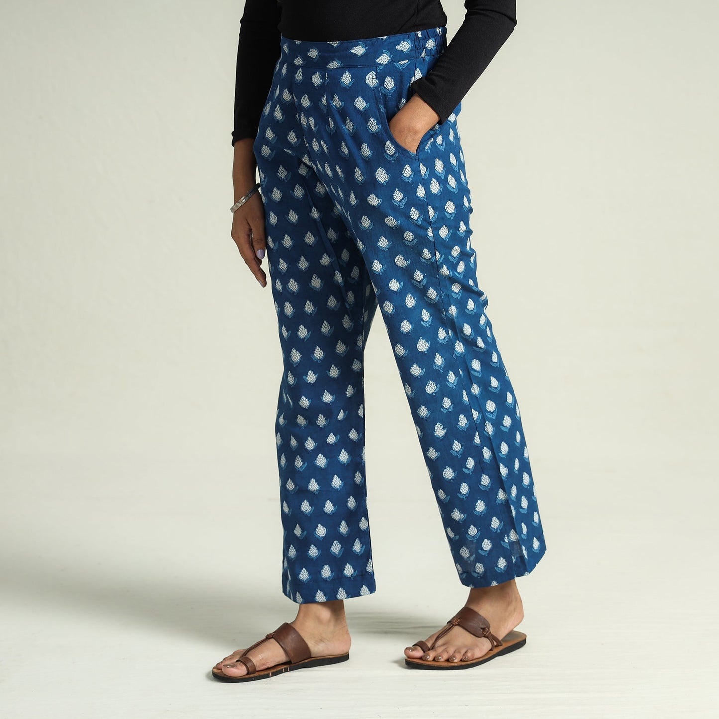 Buy Bagru Block Printed Cotton Elasticated Palazzo Online at iTokri.com