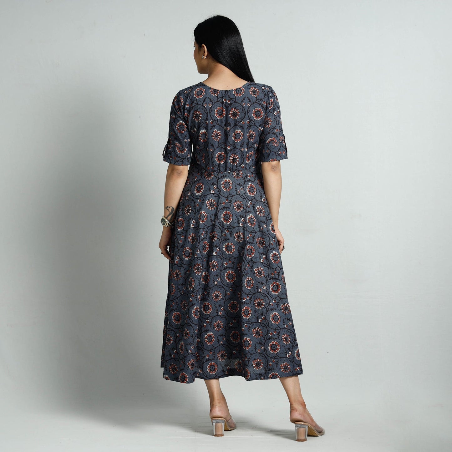 Bagru Block Printed Cotton Flare Dress