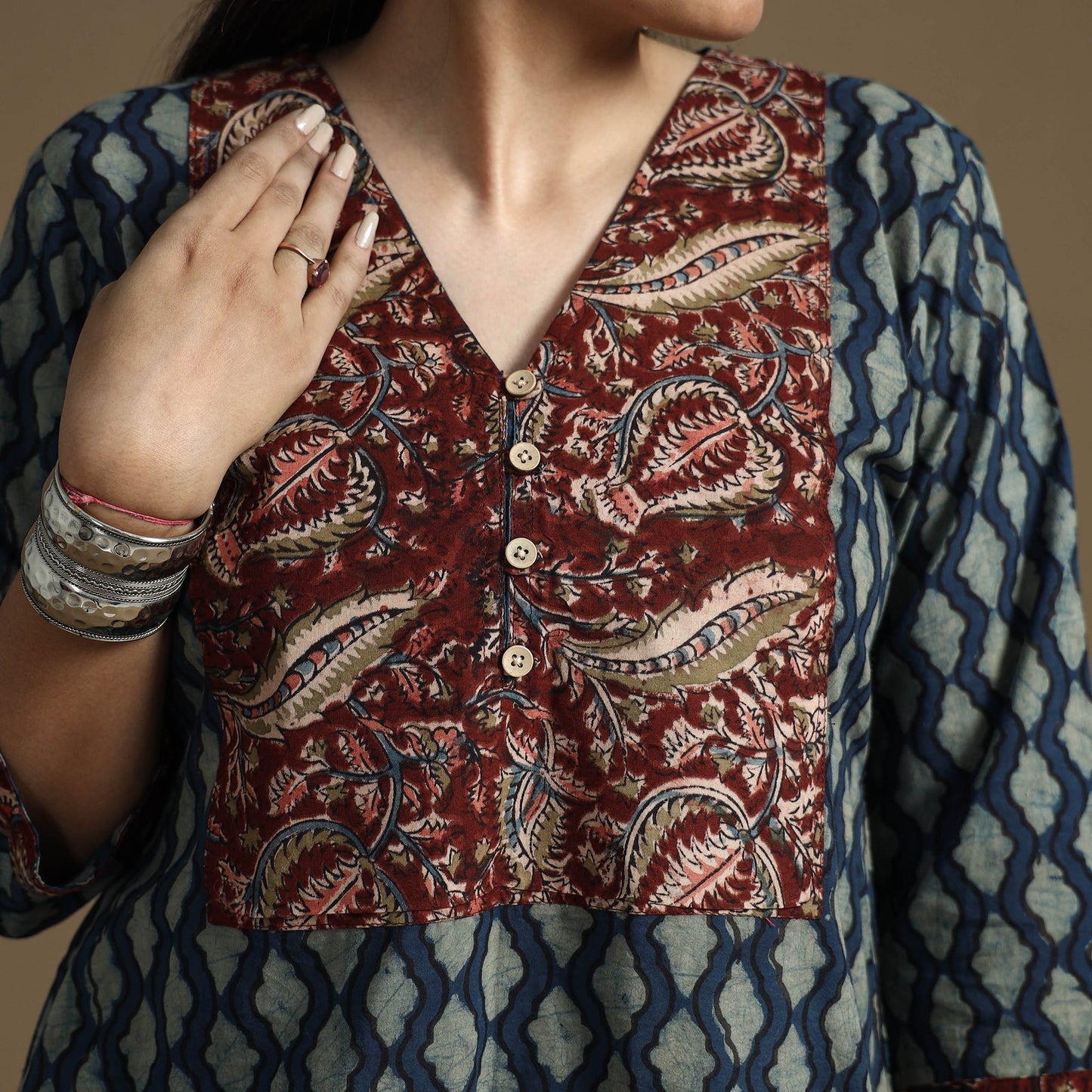 Buy Bagru Hand Block Printed Cotton Long Kurta Online at iTokri.com