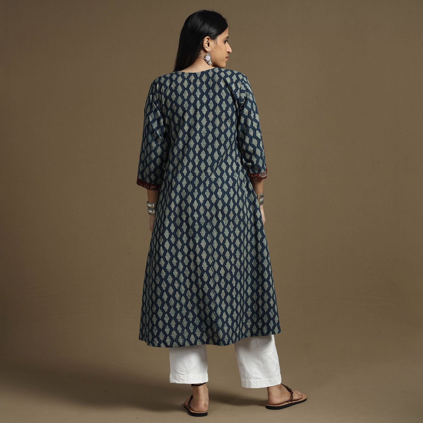 Buy Bagru Hand Block Printed Cotton Long Kurta Online at iTokri.com