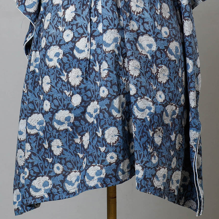 Bagru Block Printed Cotton Kaftan with Tie-Up Waist