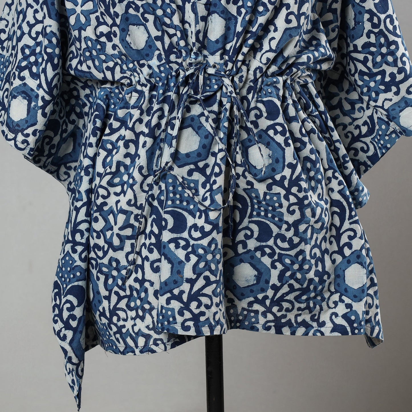 Bagru Block Printed Cotton Kaftan with Tie-Up Waist (Short)