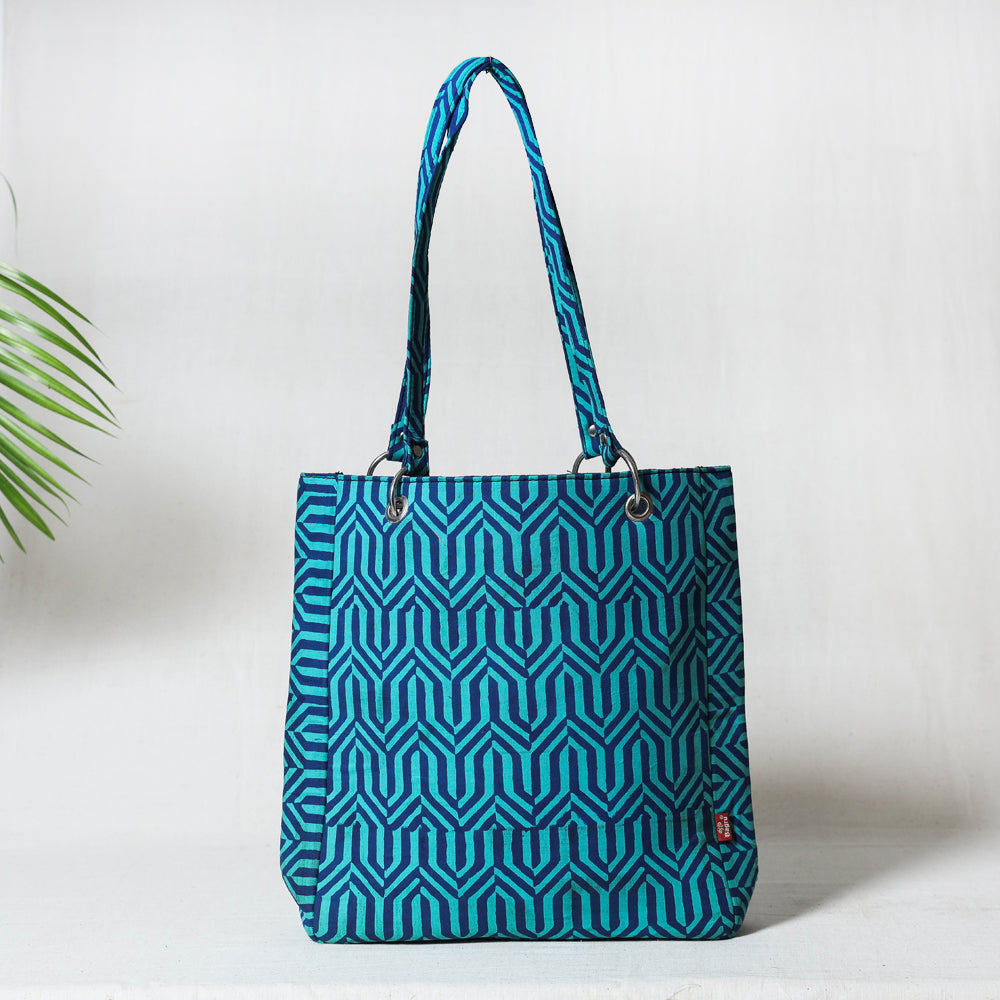 Bagru Block Printed Blue Cotton Shoulder Bag