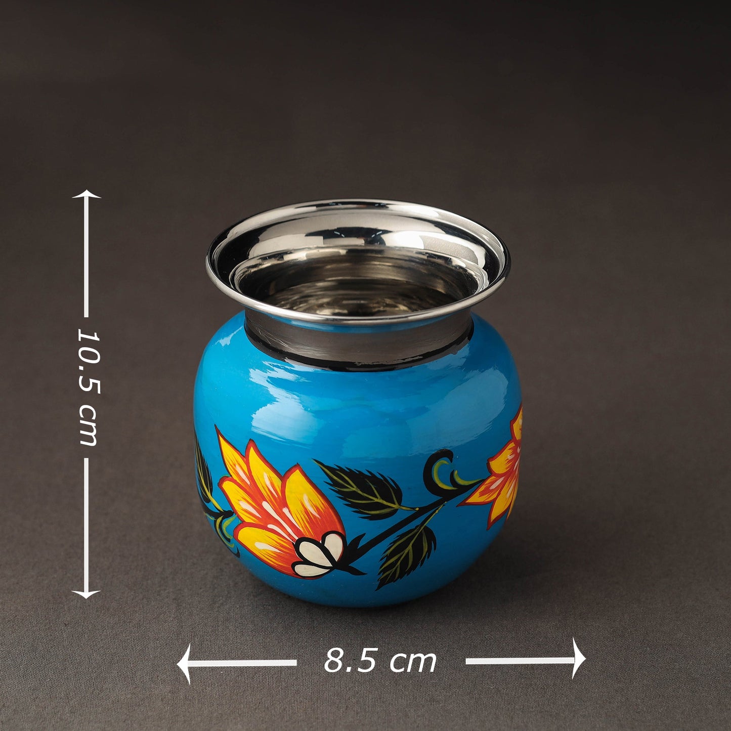Banaras Handpainted Stainless Steel Lota / Pooja Kalash / Container