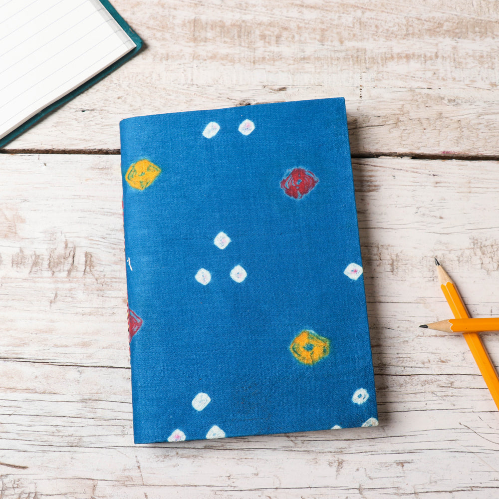 Blue Bandhani Cover Handmade Ruled Paper Notebook