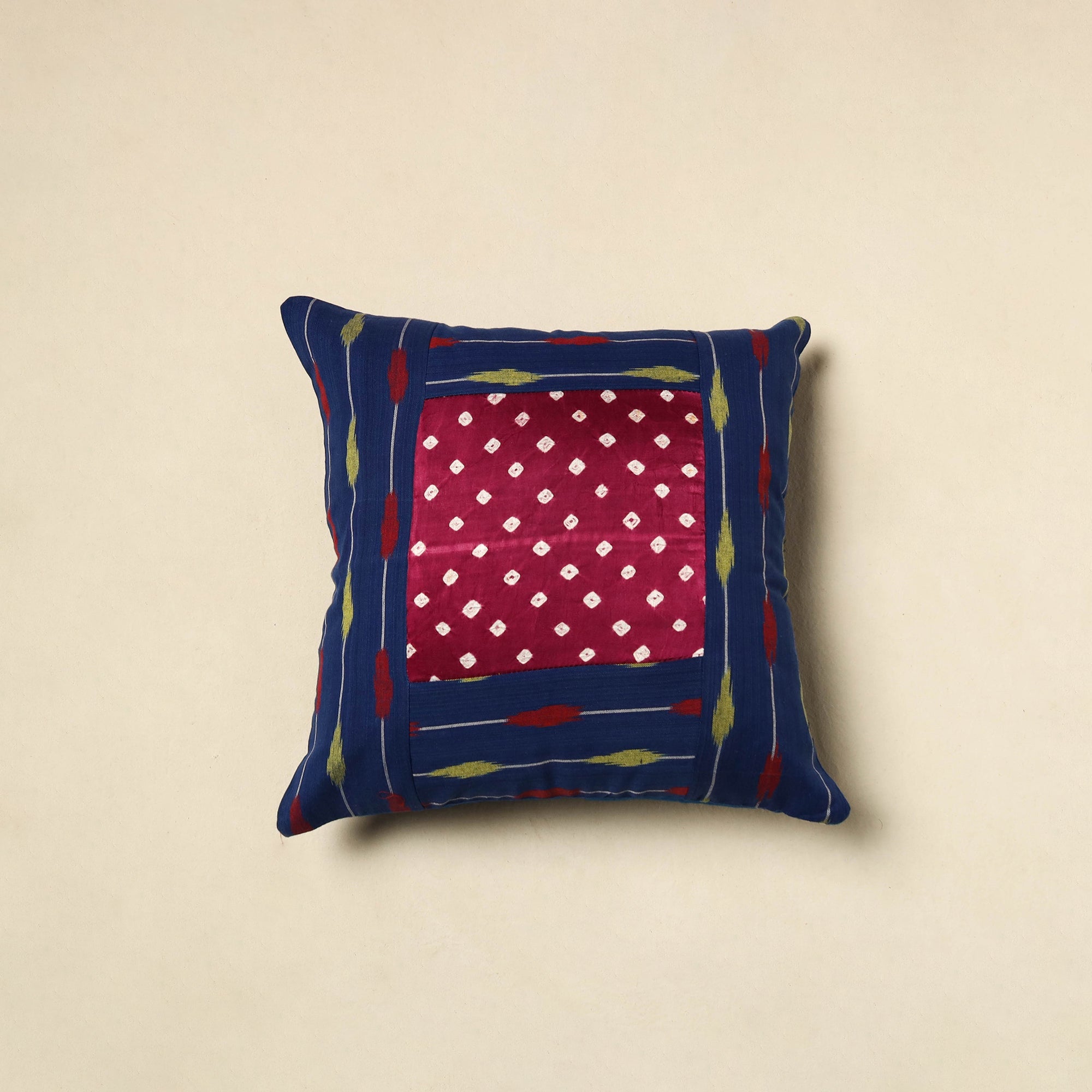 Black - Bagh Patch Ikat Cushion Cover 06 main image 1