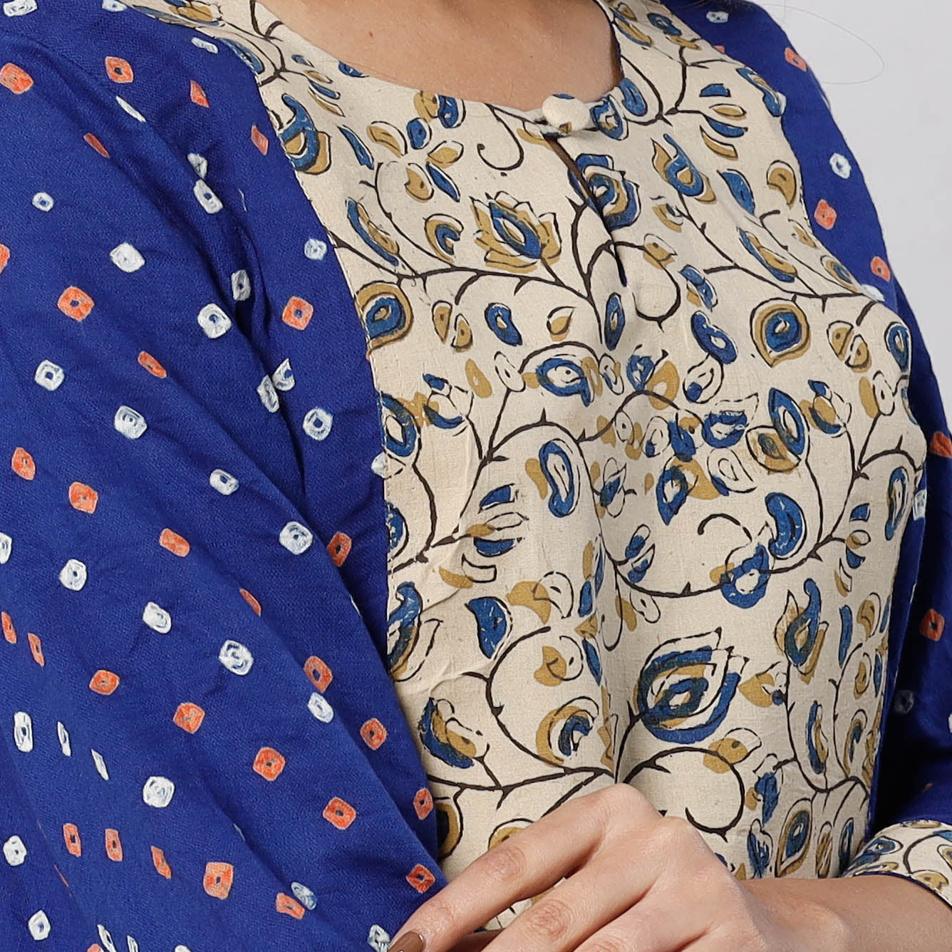 Bandhani Tie-dye Cotton Long Straight Kurta for Women