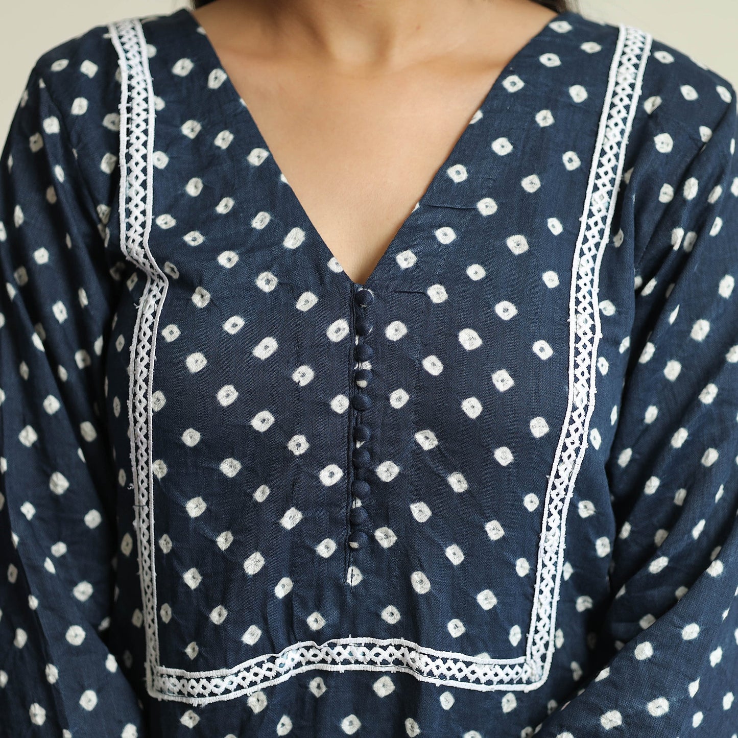 Bandhani Tie-dye Cotton Straight Kurta for Women