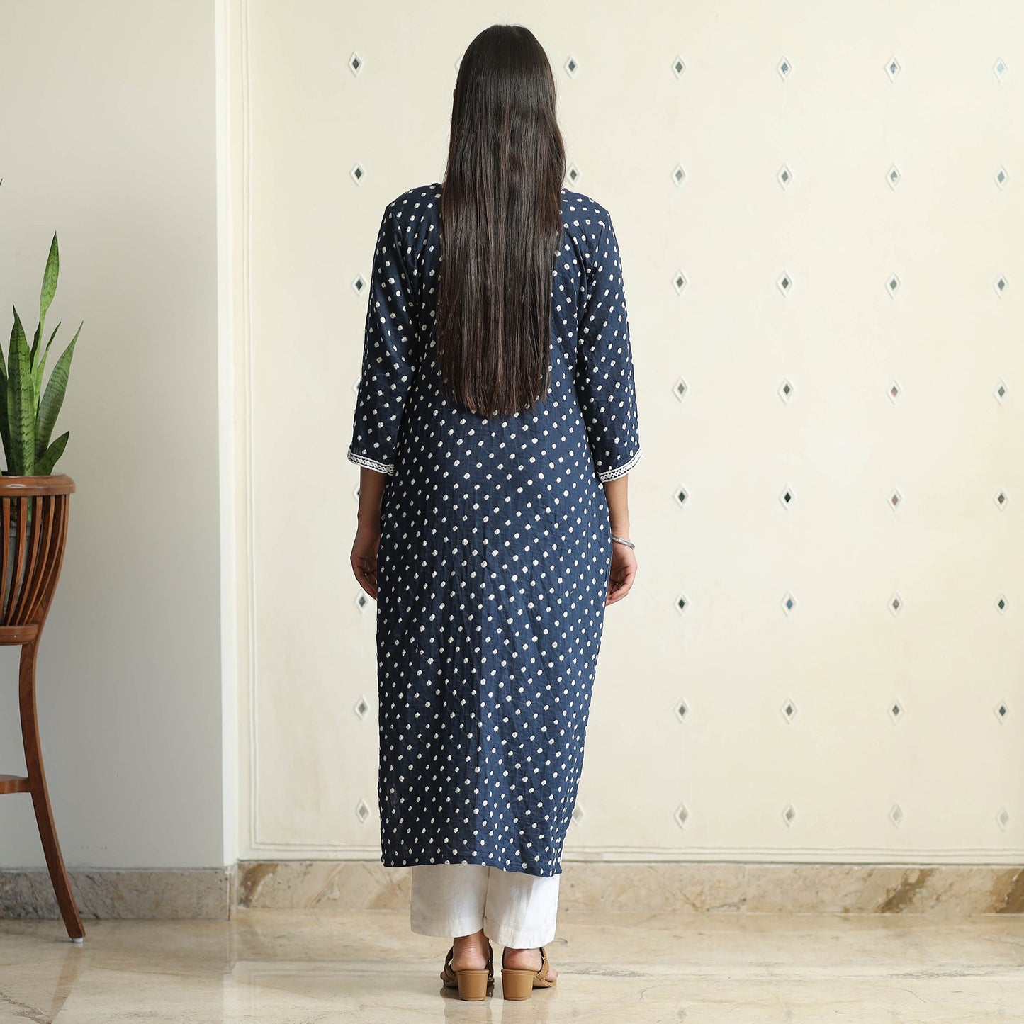 Bandhani Tie-dye Cotton Straight Kurta for Women