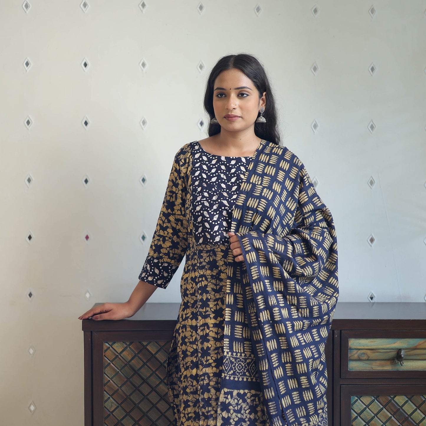Buy Blue Batik Print Kurti Set – Cotton Suit Online