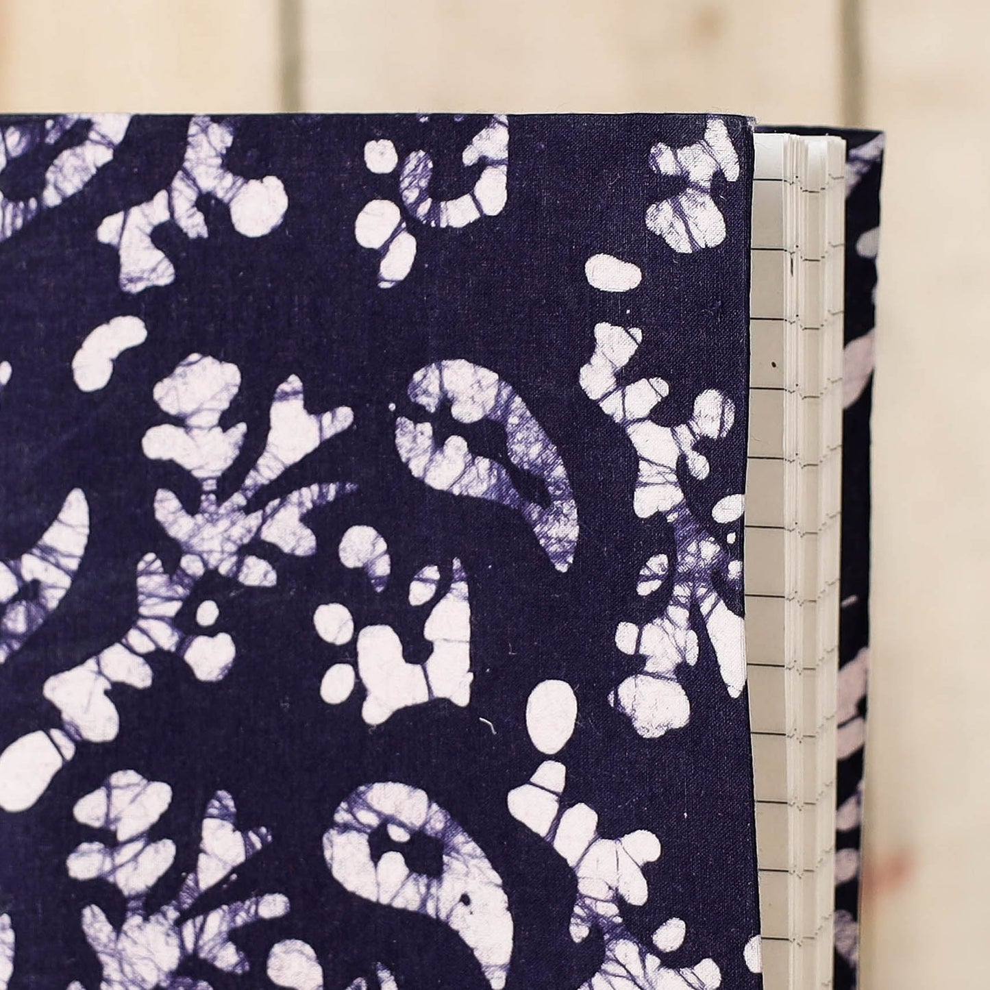 Blue Batik Fabric Cover Handmade Paper Notebook