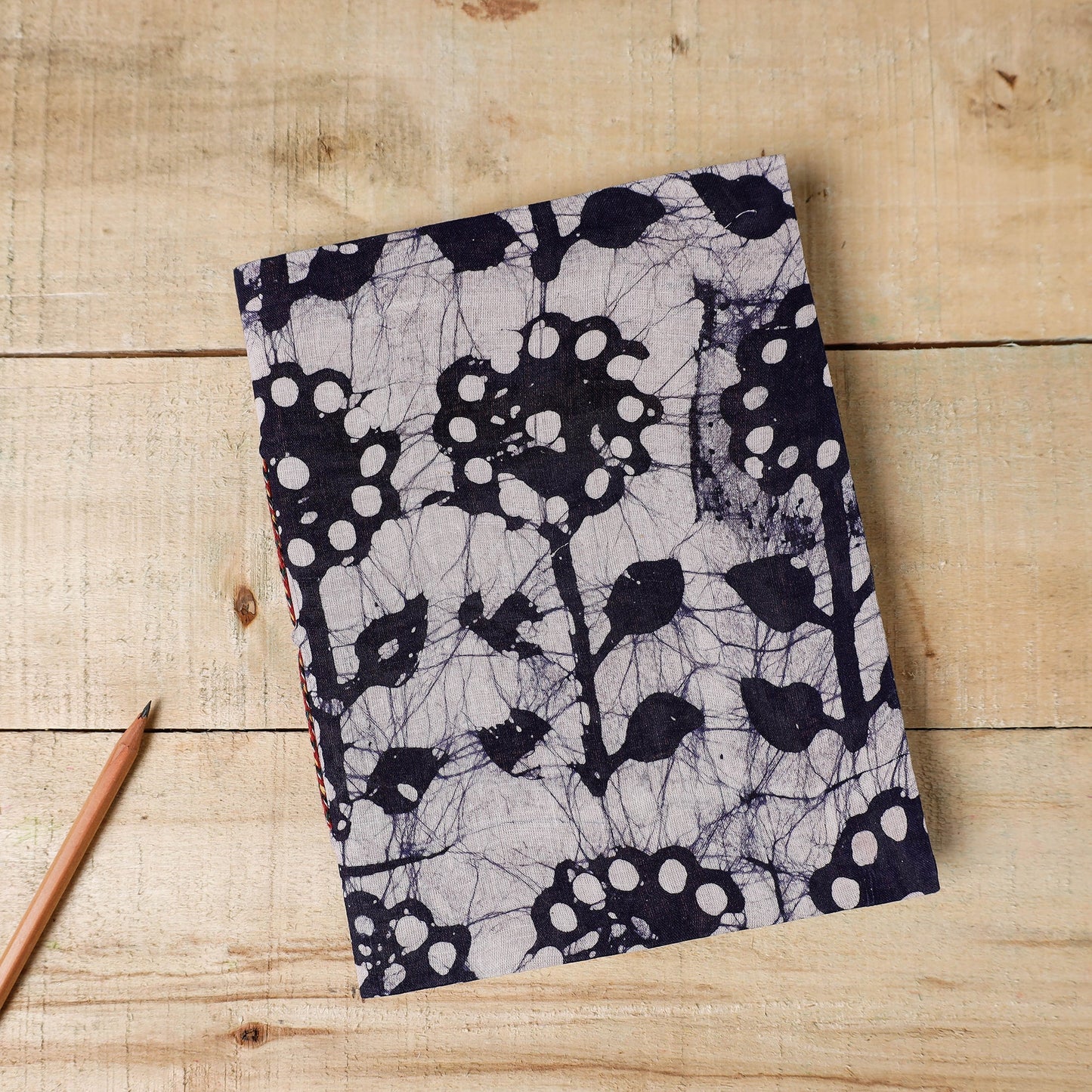 Blue Batik Fabric Cover Handmade Paper Notebook