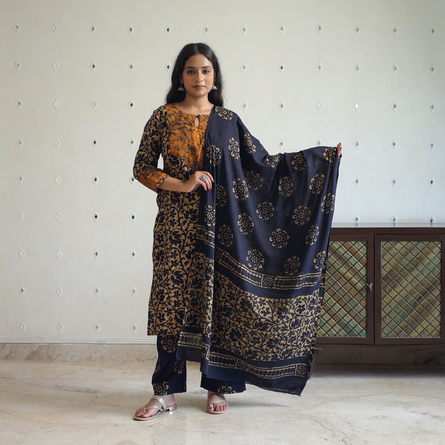 Buy Blue Batik Print Kurti Set – Cotton Suit Online