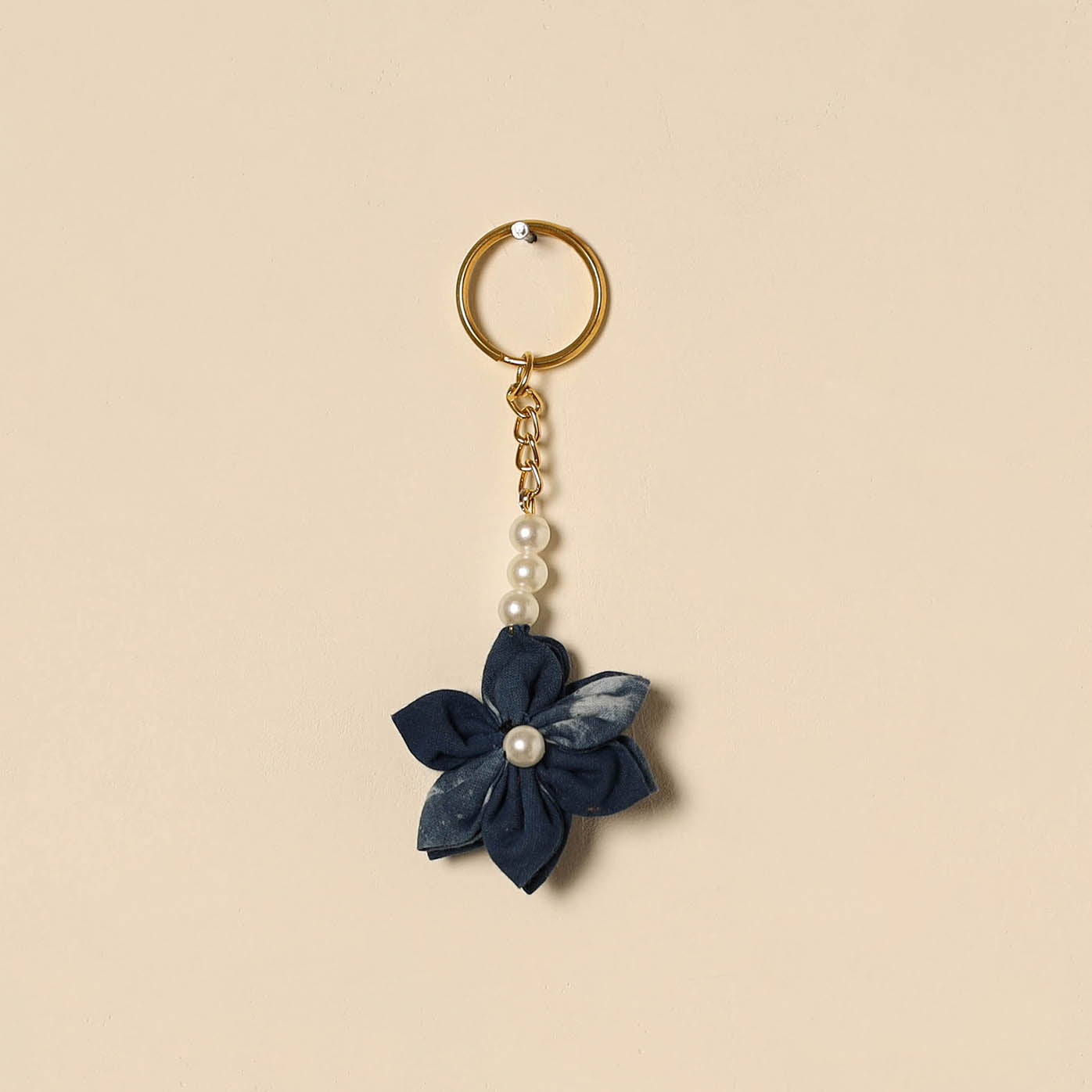 Beaded fabart flower keychain 10 - handcrafted