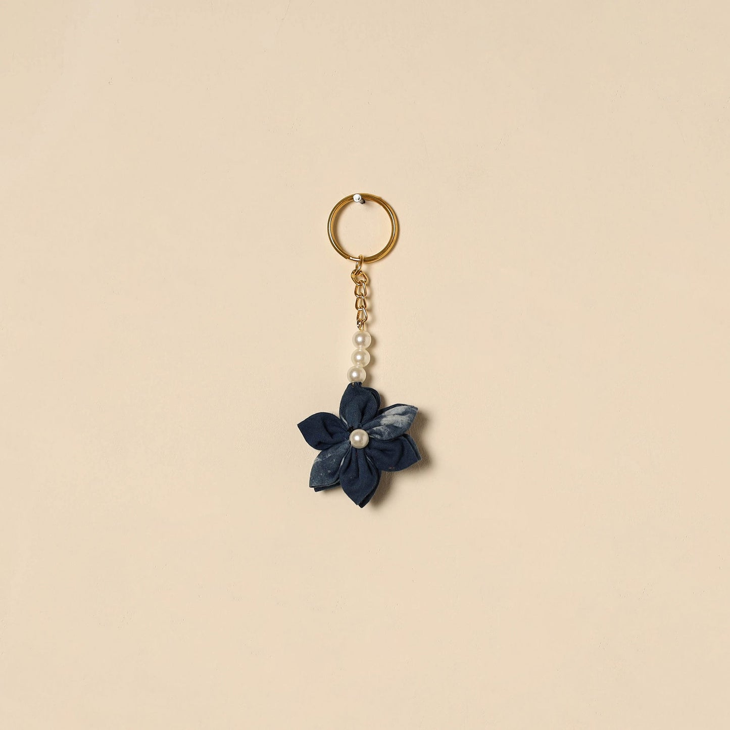 Beaded fabart flower keychain 10 - handcrafted