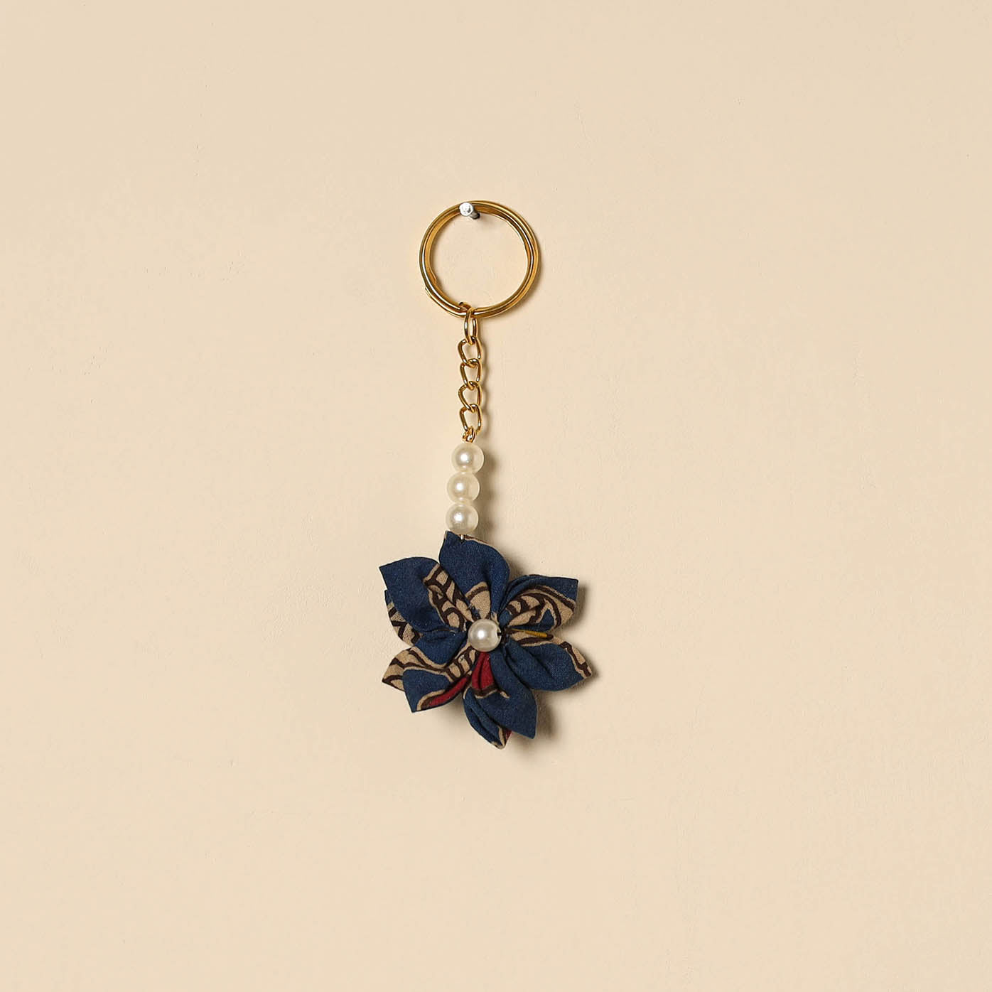 Beaded fabart flower keychain 50 - handcrafted