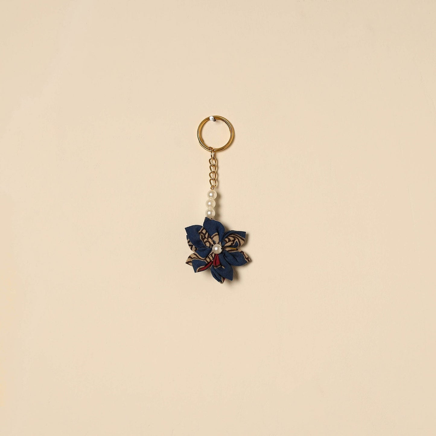 Beaded fabart flower keychain 50 - handcrafted