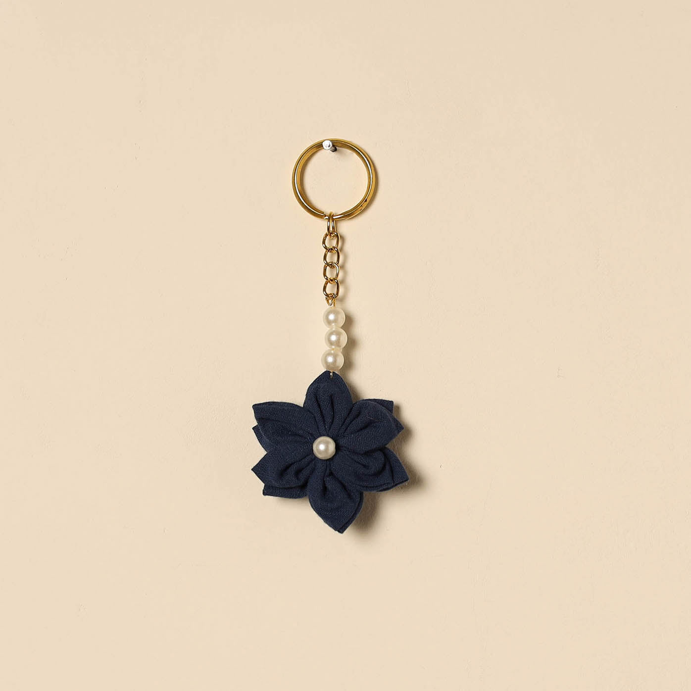 Beaded fabart flower keychain 58 - handcrafted