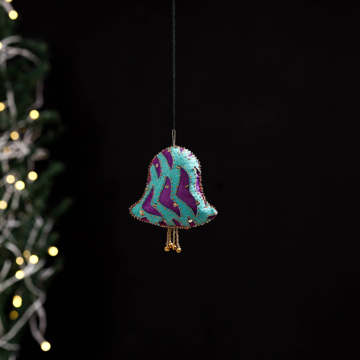 Blue - bell - hand embroidered felt christmas decor