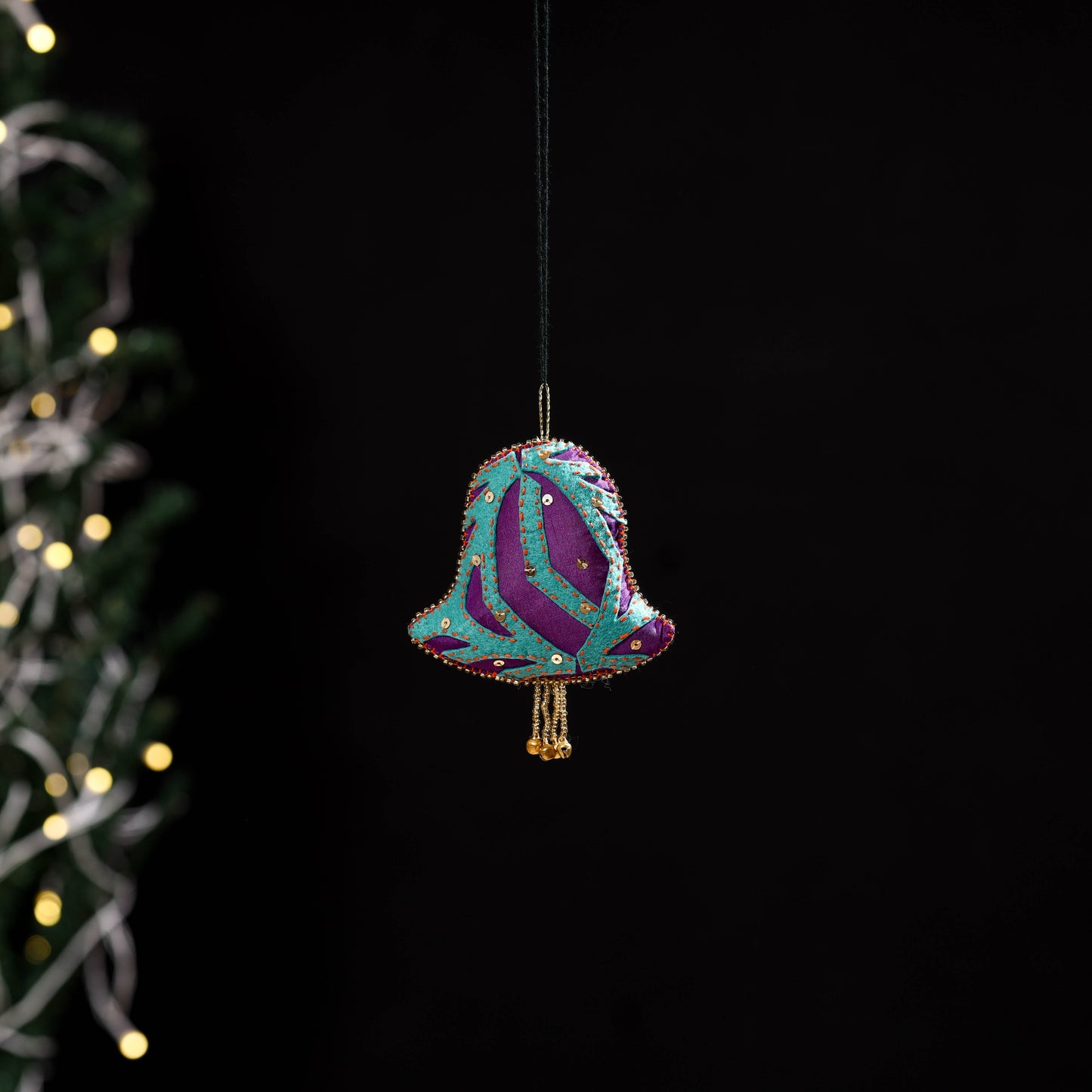 Blue - bell - hand embroidered felt christmas decor