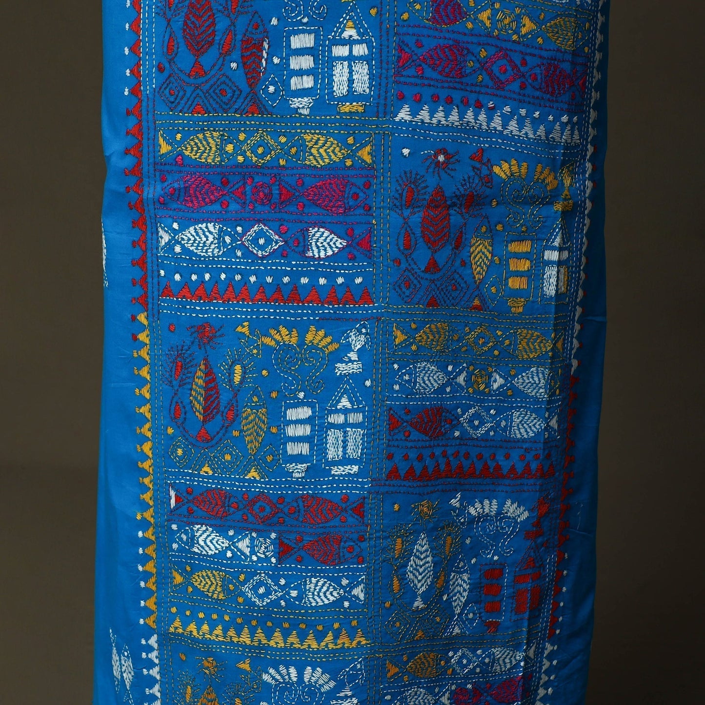 Bengal kantha hand embroidered cotton unstitched kurta