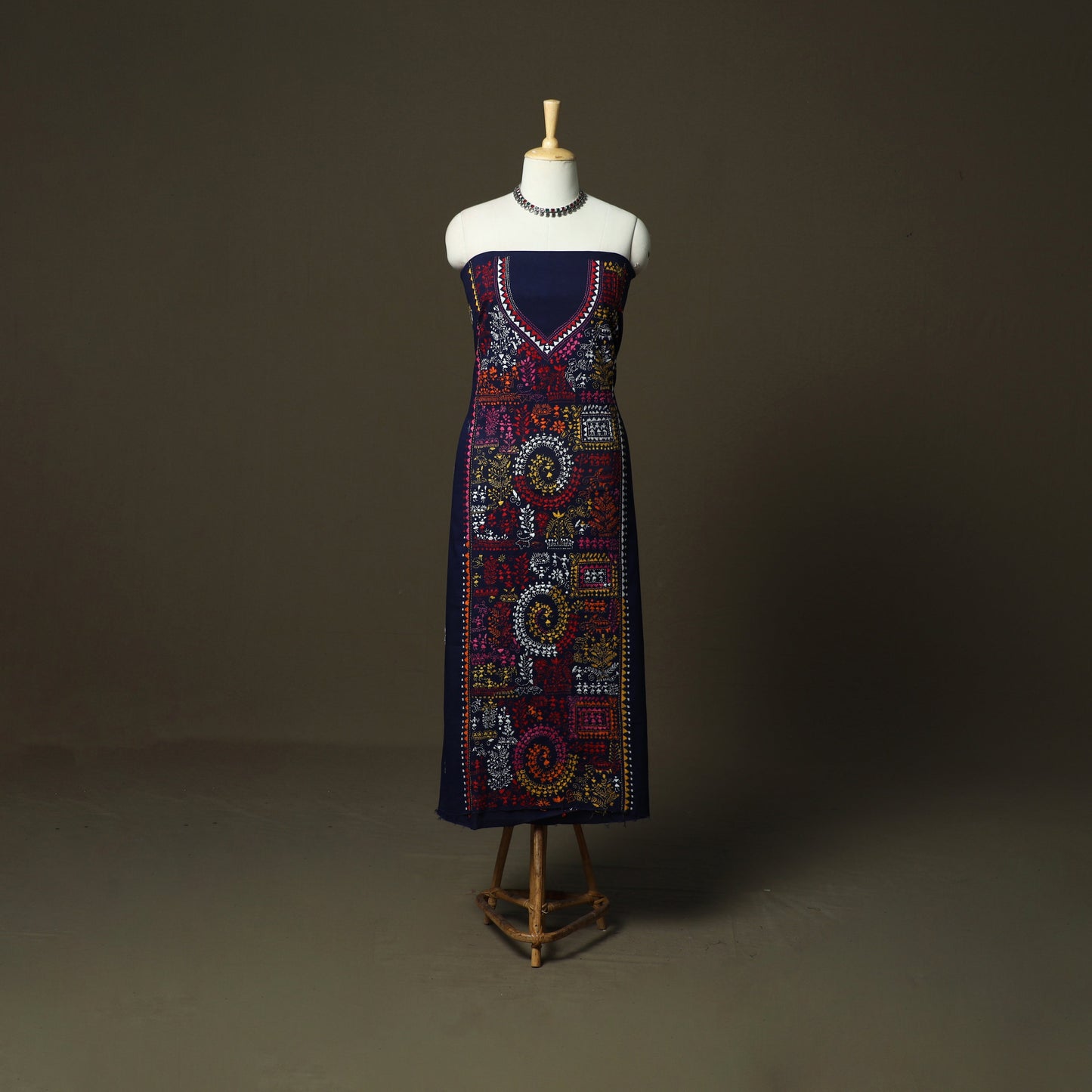 Bengal kantha hand embroidered cotton unstitched kurta